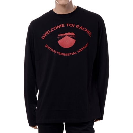 ラフシモンズ RAF SIMONS ハイウェイアイプリントロングTシャツ コットン ブラック