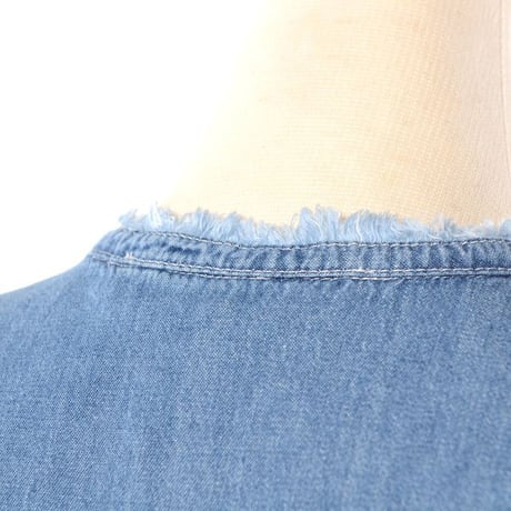 テラ TELA デニムブラウス フレンチスリーブ コットン ノースリーブ風 レディース 正規取扱