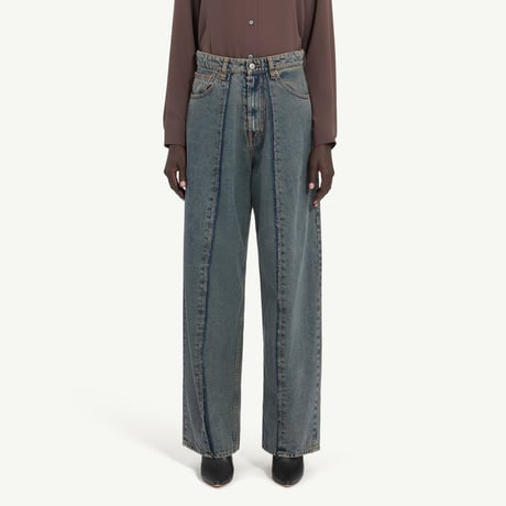 MM6 MAISON MARGIELA 再構築デニム ワイドジーンズ ブルー コットン レディースメンズ 正規取扱