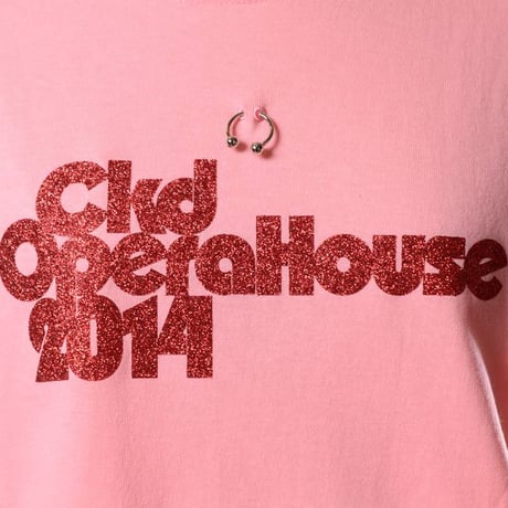 CHIKA KISADA チカキサダ ラメロゴTシャツ コットン 半袖 レディース　ピンク