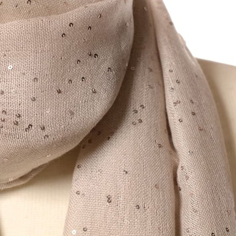 ブルネロクチネリ Brunello Cucinelli スパンコールストール カシミアシルク ベージュ