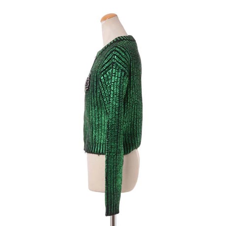 エルマノシェルビーノ ermanno scervino ダブルジッパーニットブルゾン アクリルなど エメラルドグリーン
