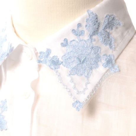 エルマノシェルビーノ ermanno scervino 刺繍入りブラウス 麻 ホワイト