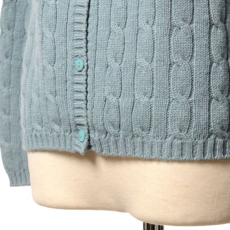 インポートブランド import brand HAWICO Scotland（ホイコ スコットランド）アラン編みカーディガン カシミア アイスブルー
