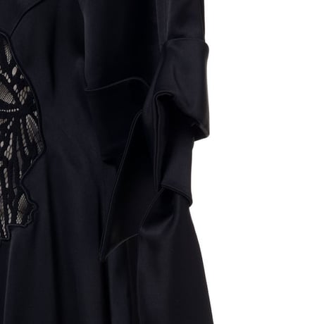 プロエンザスクーラー Proenza Schouler レースリボン袖ワンピース サテン ブラック