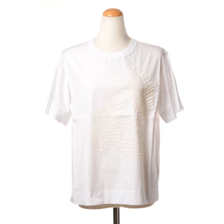 インポートブランド import brand 刺繍入り半袖Tシャツ コットン ホワイト