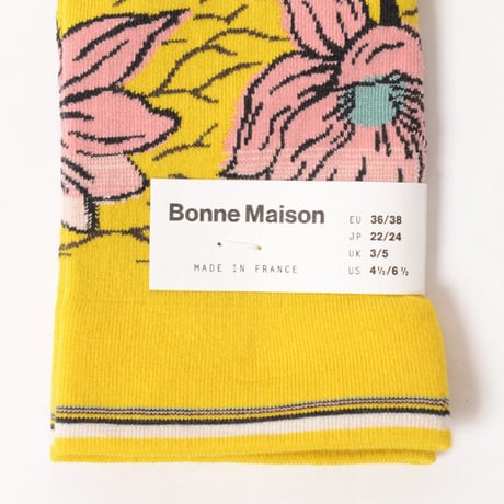 ボンヌメゾン Bonne Maison 花柄ソックス コットンなど イエロー 正規取扱