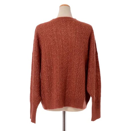 ブルネロクチネリ Brunello Cucinelli ラメ糸ケーブルニットセーター ラメ糸 テラコッタ