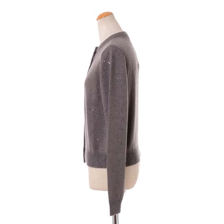 ブルネロクチネリ Brunello Cucinelli 丸襟カーディガン カシミアシルク ブラウングレー