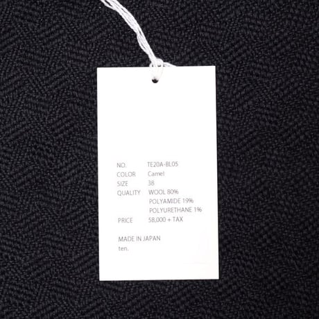 テン ten. Vネックワイドブラウス ウールストレッチ キャメル