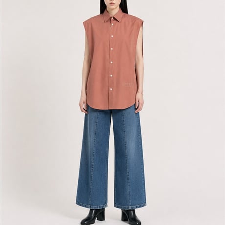 エムエムシックス メゾンマルジェラ MM6 MAISON MARGIELA 襟付き変形ブラウス コットン ブラウン