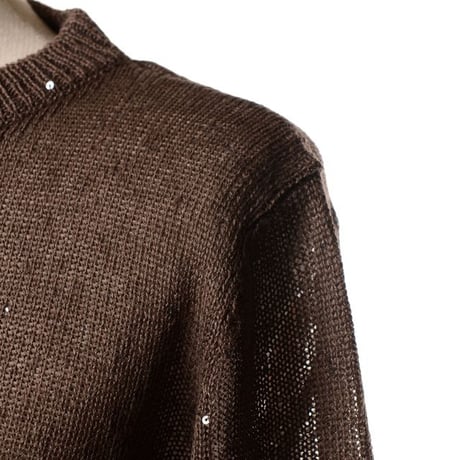 ブルネロクチネリ Brunello Cucinelli 丸襟長袖カーディガン リネンシルク ダークブラウン
