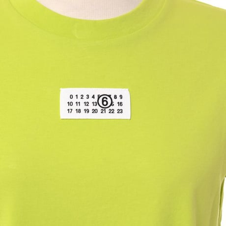 エムエムシックス メゾンマルジェラ MM6 MAISON MARGIELA ロゴ入りTシャツ コットン ネオングリーン