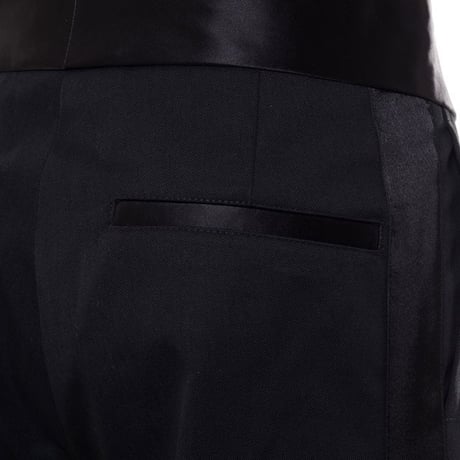 ラフシモンズ RAF SIMONS ワイドパンツ コットン混合 ブラックサテン