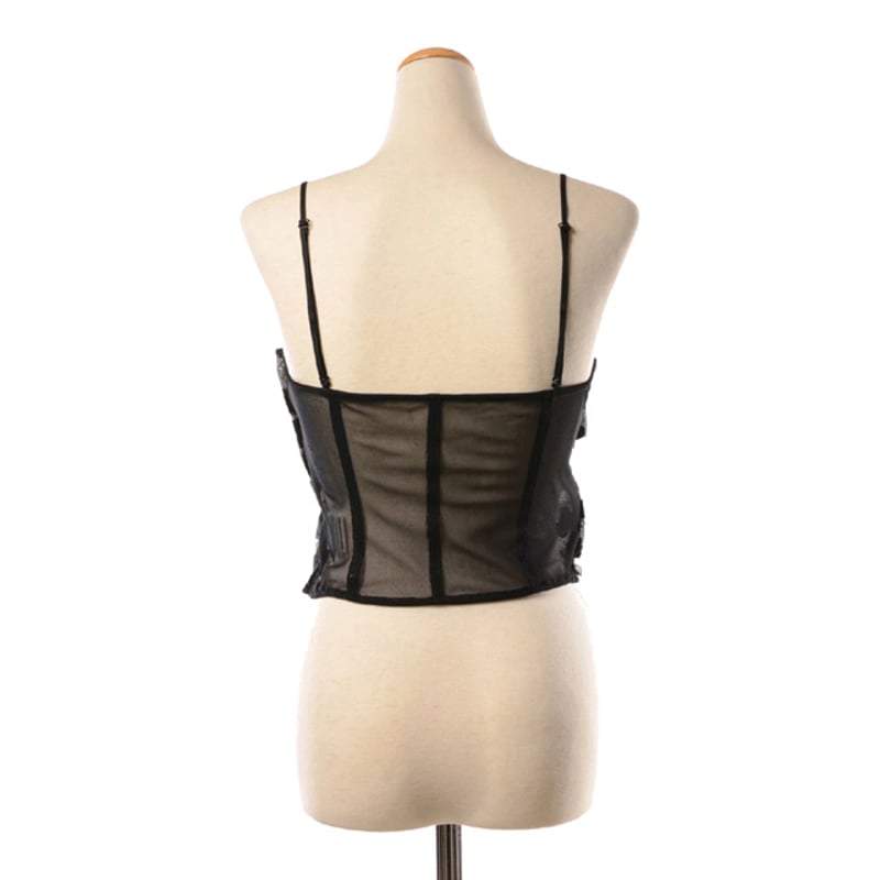 チカ キサダ chika kisada ビスチェ ナイロン ブラックドッド | YOKOAUNTY