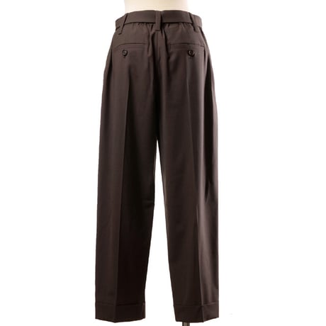 ブルネロクチネリ Brunello Cucinelli ベルト付きタックパンツ トロピカルウール ブラウン