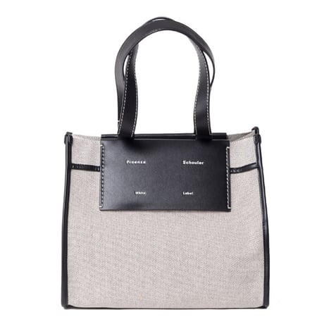 プロエンザスクーラー Proenza Schouler ラージモリスストライプキャンバストートバッグ キャンバス オプティックホワイトブラック