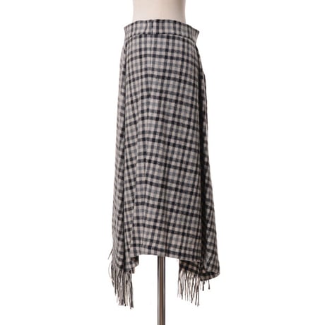 ブルネロクチネリ Brunello Cucinelli タック使いスカート ウール ベージュチェック