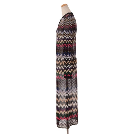 ミッソーニ Missoni ボーダーロングカーディガン レーヨンなど レインボーカラー