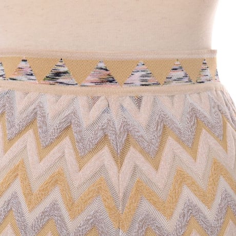 ミッソーニ Missoni 織柄パンツ コットンニット ベージュイエロー
