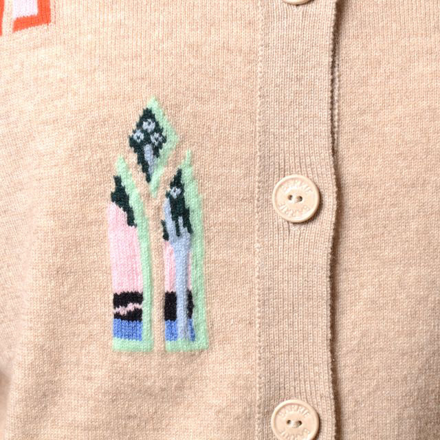 『BARRIE』バリー (S) スコットランド製 カーディガン バリー BARRIE 丸襟インターシャカーディガン カシミア ベージュ