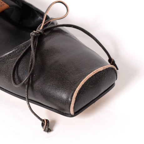 エムエムシックス メゾンマルジェラ MM6 MAISON MARGIELA スクエアトゥレザーバレエシューズ 牛革 ブラウン 正規取扱