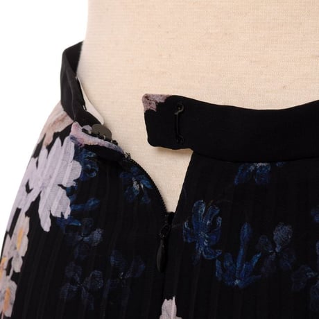 アーデム ERDEM プリーツスカート シフォン ブラックプリント