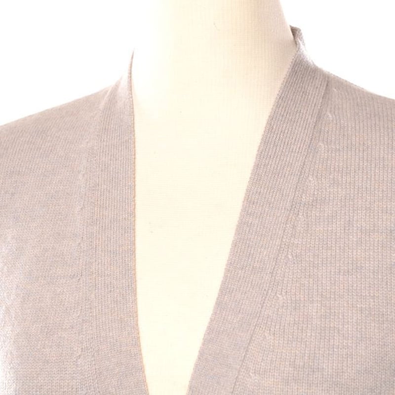 BARRIE - barrie ニット　カーディガン　カシミヤ バリー BARRIE Vネックロゴカーディガン カシミヤ グレージュ