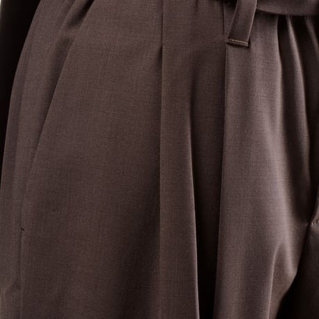 ブルネロクチネリ Brunello Cucinelli ベルト付きタックパンツ トロピカルウール ブラウン