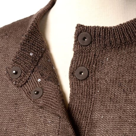 ブルネロクチネリ Brunello Cucinelli 丸襟長袖カーディガン リネンシルク ダークブラウン