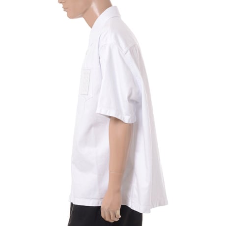 ラフシモンズ RAF SIMONS Oversized short sleeved denim shirt コットン ホワイト
