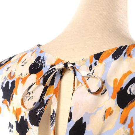 マルニ Marni ラウンドネックフラワープリントブラウス シルククレープ ブループリント 正規取扱