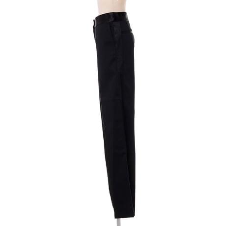 ラフシモンズ RAF SIMONS ワイドパンツ コットン混合 ブラックサテン