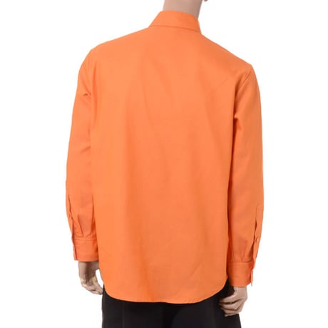 ラフシモンズ RAF SIMONS Straight fit denim shirt with leather patch コットンポリエステル オレンジ