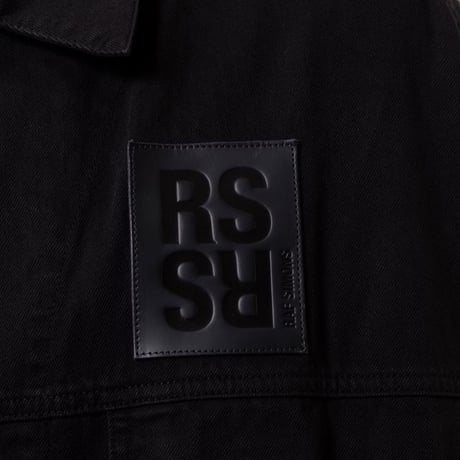 ラフシモンズ RAF SIMONS Denim jacket with leather patch コットン ブラック