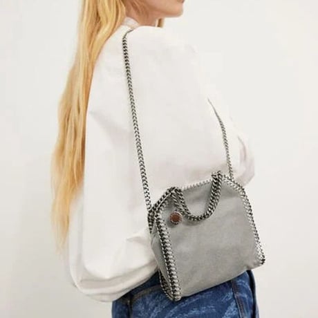ステラマッカートニー stella mccartney ファラベラタイニートートバッグ シャギーディア ライトグレー