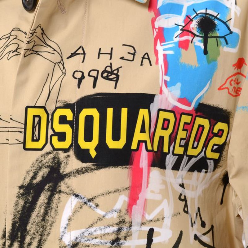 ディースクエアード Dsquared2 ペイントプリントトレンチコート ディースクエアード Dsquared2 ペイントプリントトレンチコート