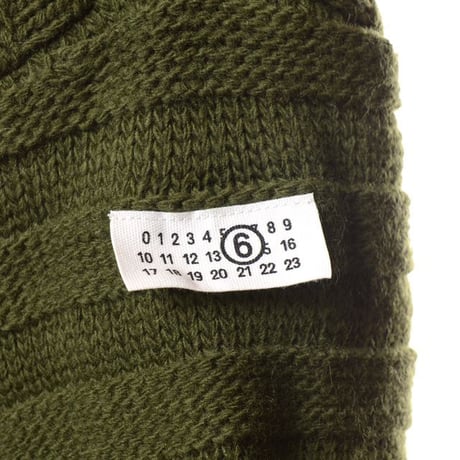 エムエムシックス メゾンマルジェラ MM6 MAISON MARGIELA Vネックワイドカーディガン ウールアクリル グリーン