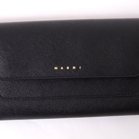 マルニ Marni フラップ付き長財布 サフィアノーレザー ブラック