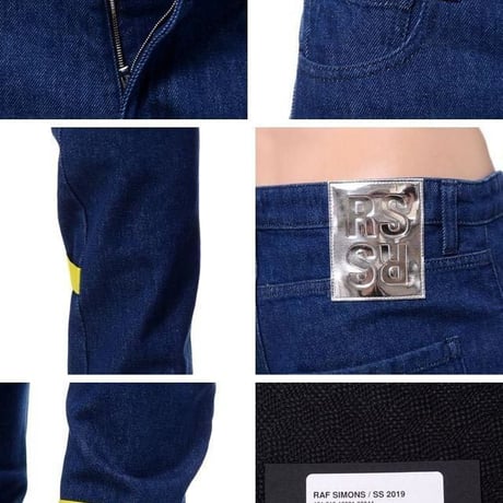 ラフシモンズ RAF SIMONS テープアンドパッチ付きレギュラーフィットジーンズ コットン ダークネイビー