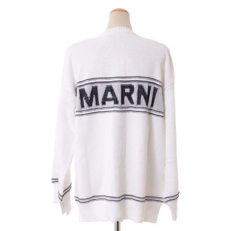 マルニ Marni 背中ロゴ入りカーディガン コットン リリーホワイト