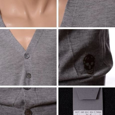 アレキサンダーマックイーン Alexander McQueen カーディガン カシミヤ グレー