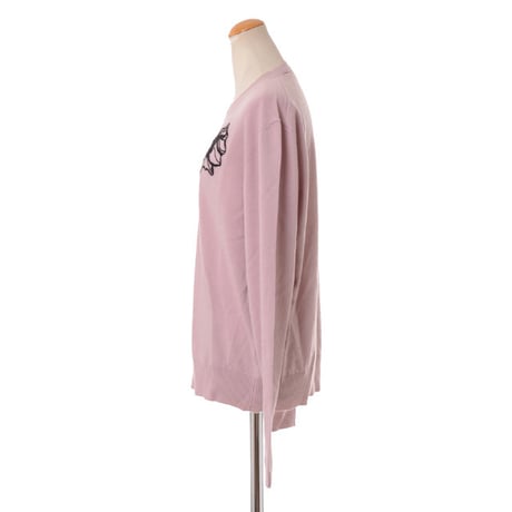 ロシャス ROCHAS 花モチーフ長袖セーター ウールカシミア ピンク