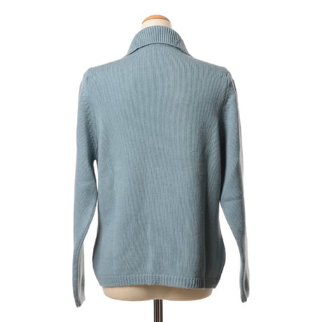 インポートブランド import brand HAWICO Scotland（ホイコ スコットランド）襟付きカーディガン カシミア アイスブルー