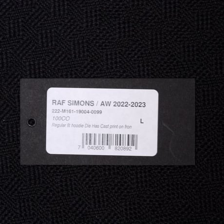 ラフシモンズ RAF SIMONS Regular fit hoodie Die Has Cast print on fron コットン ブラック