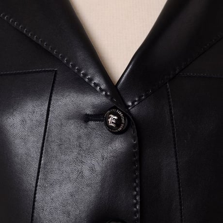 エルマノシェルビーノ ermanno scervino 開襟ジャケット エコレザー ブラック