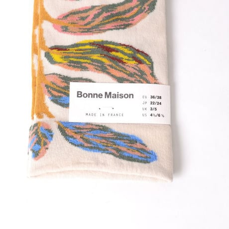ボンヌメゾン Bonne Maison リーフソックス コットンストレッチ ナチュラル