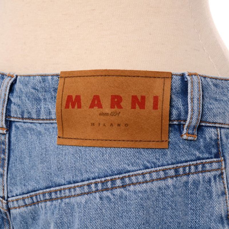 マルニ Marni ブーツカットジーンズ コットンアップリケ ブルー