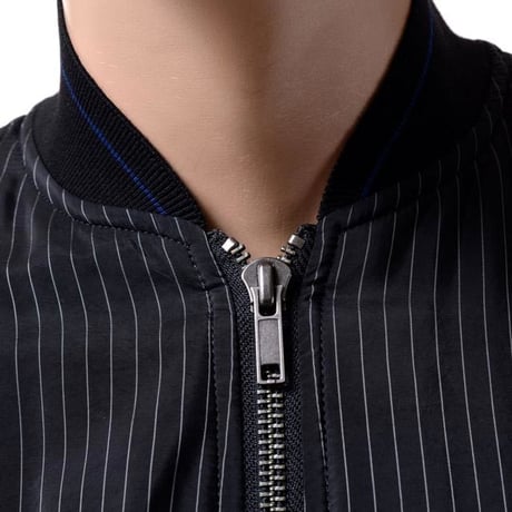 ハイダーアッカーマン Haider Ackermann ストライプMA1ボンバージャケット ブラック