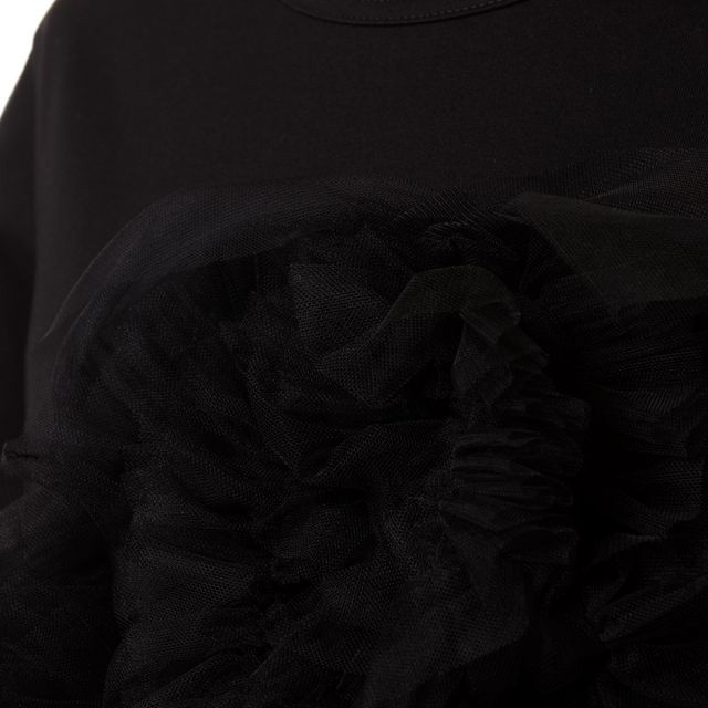 チカ キサダ chika kisada チュール付きTシャツ コットン ブラック 